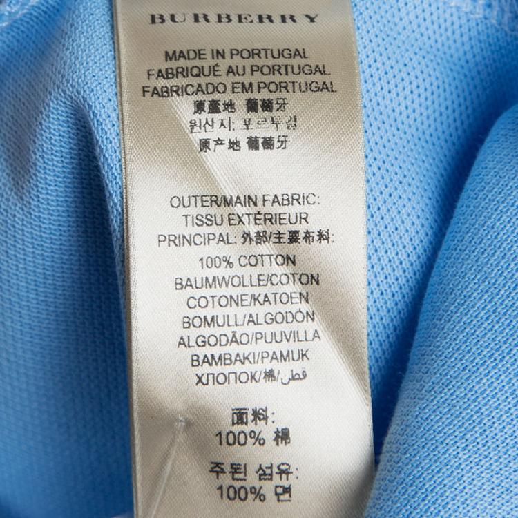 Pre Owned Burberry London Blue Contrast Collar Honeycomb Knit Polo T-Shirt XS