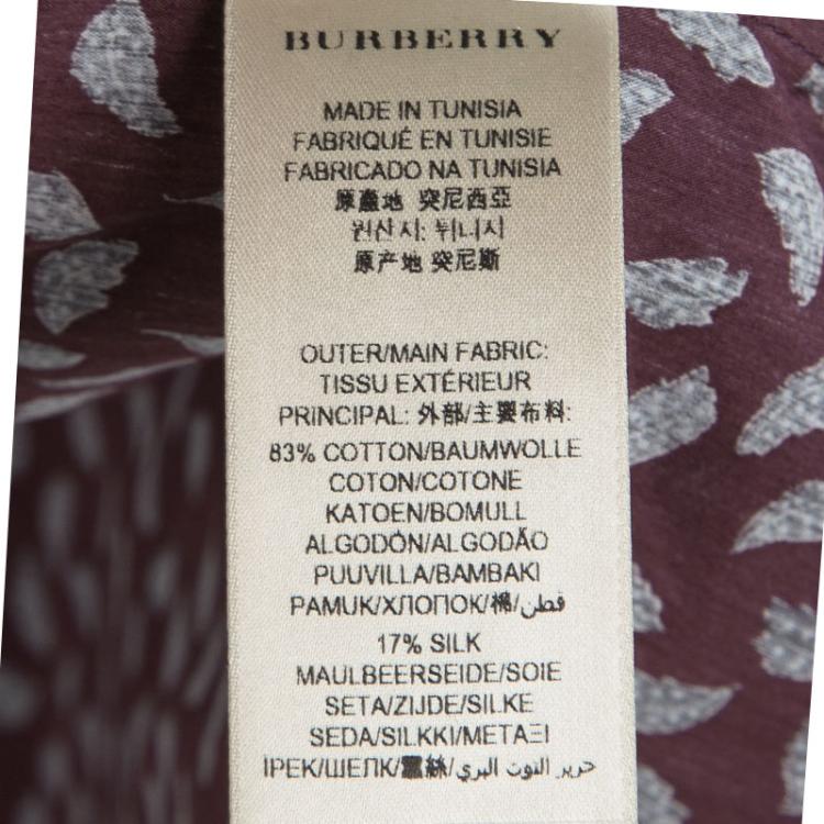 Pre Owned Burberry London Burgundy Leaf Printed Long Sleeve Button Front Shirt S