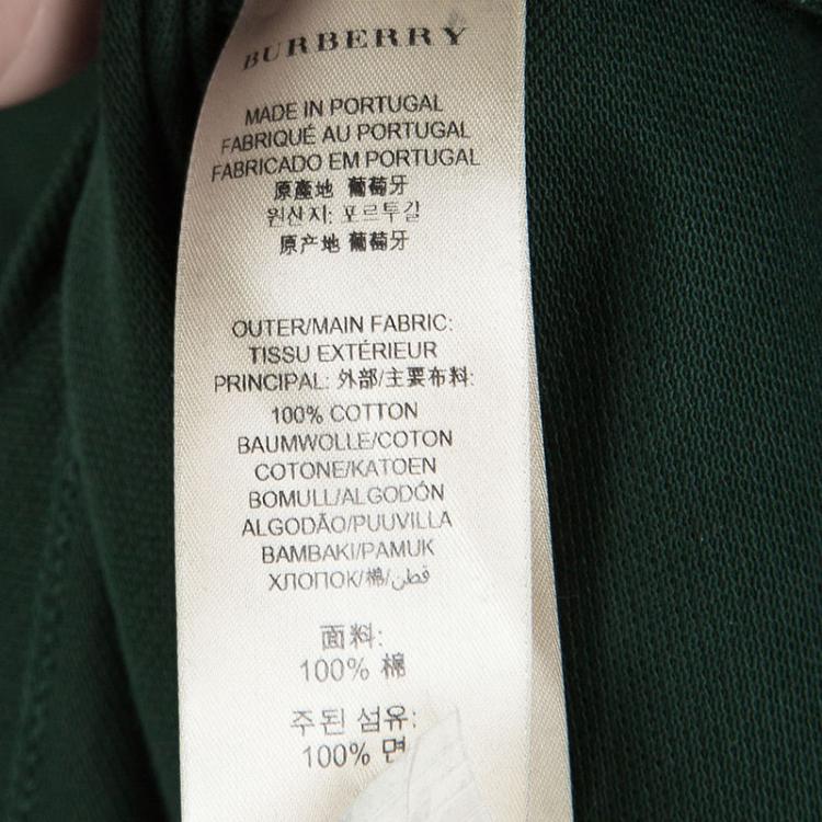 Pre Owned Burberry London Deep Bottle Green Long Sleeve Anderton Polo T-Shirt XS