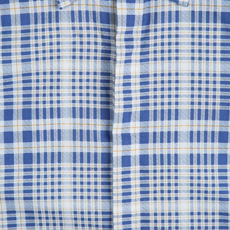 Pre Owned Burberry London Blue Plaid Checked Cotton Long Sleeve Shirt XS