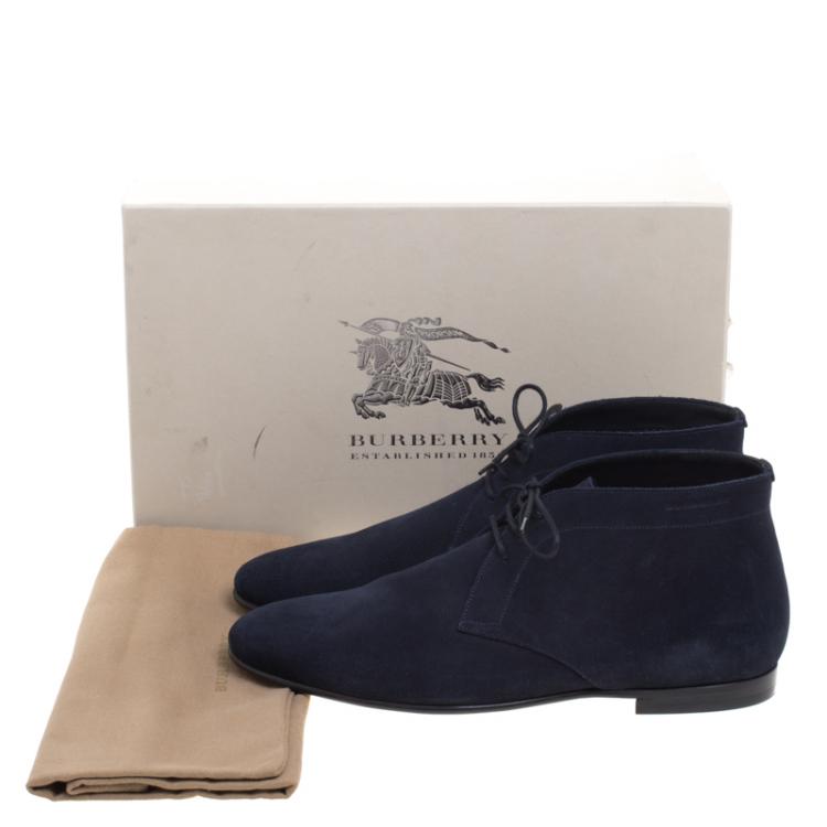 Pre Owned Burberry Navy Blue Suede Bexton Desert Boots Size 42
