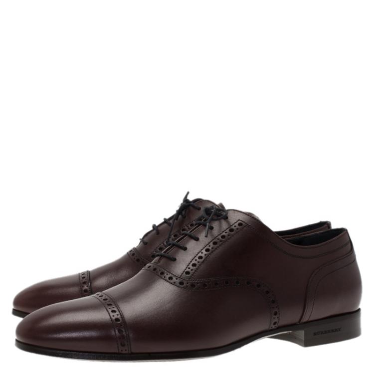 Pre Owned Burberry Brown Brogue Leather Markwell Lace Up Oxfords Size 43