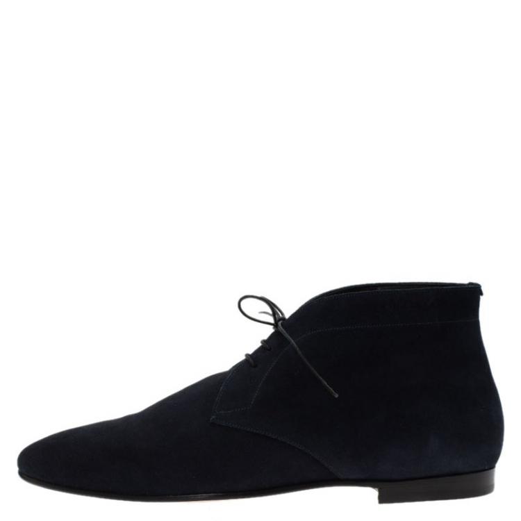 Pre Owned Burberry Denim Blue Suede Bexton Desert Boots Size 44