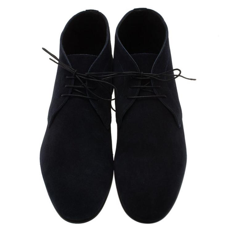 Pre Owned Burberry Denim Blue Suede Bexton Desert Boots Size 44