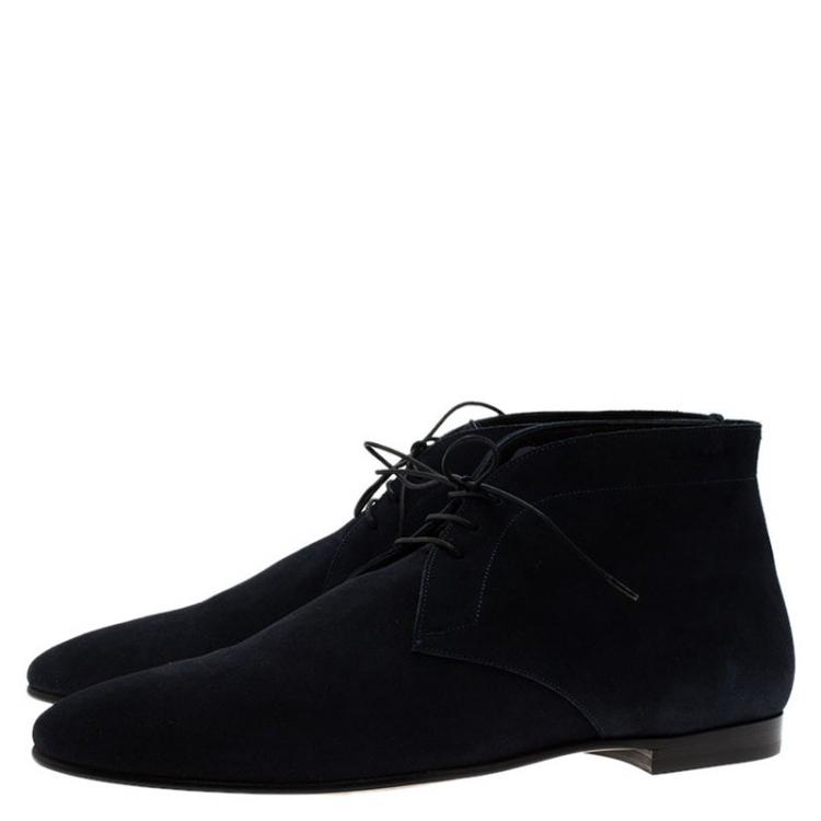 Pre Owned Burberry Denim Blue Suede Bexton Desert Boots Size 44