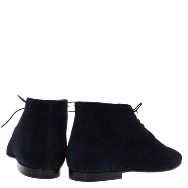 Pre Owned Burberry Denim Blue Suede Bexton Desert Boots Size 44