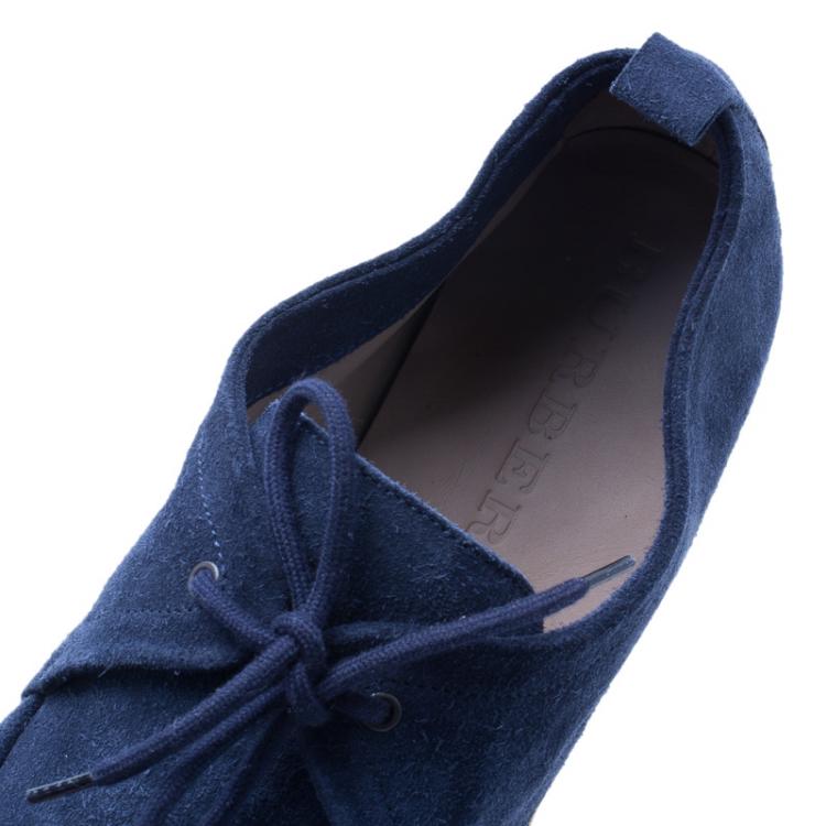 Pre Owned Burberry Blue Suede Tobias Loafers Size 44