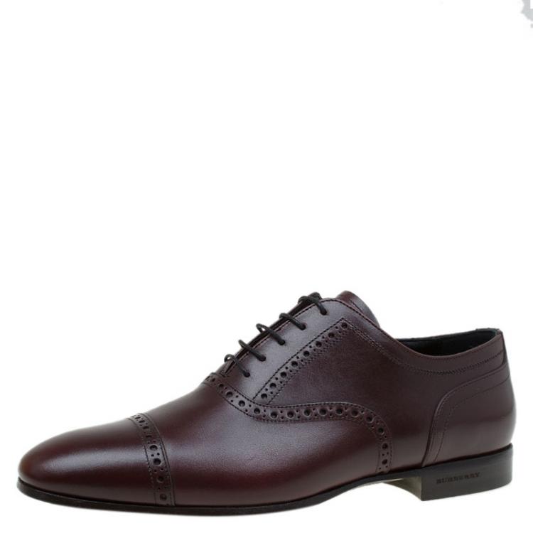 Pre Owned Burberry Brown Brogue Leather Markwell Lace Up Oxfords Size 41