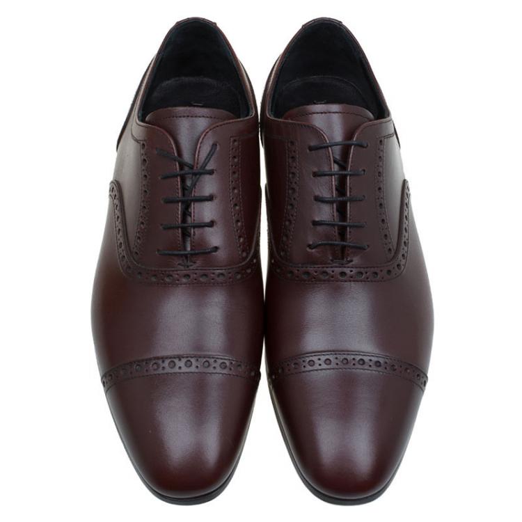 Pre Owned Burberry Brown Brogue Leather Markwell Lace Up Oxfords Size 41