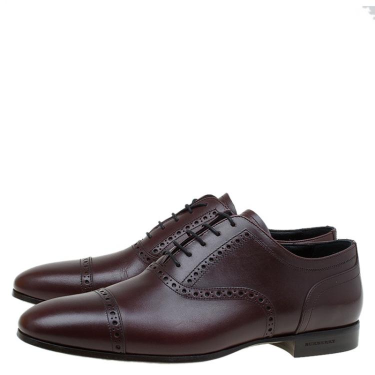 Pre Owned Burberry Brown Brogue Leather Markwell Lace Up Oxfords Size 41