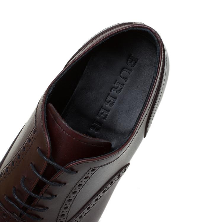 Pre Owned Burberry Brown Brogue Leather Markwell Lace Up Oxfords Size 41