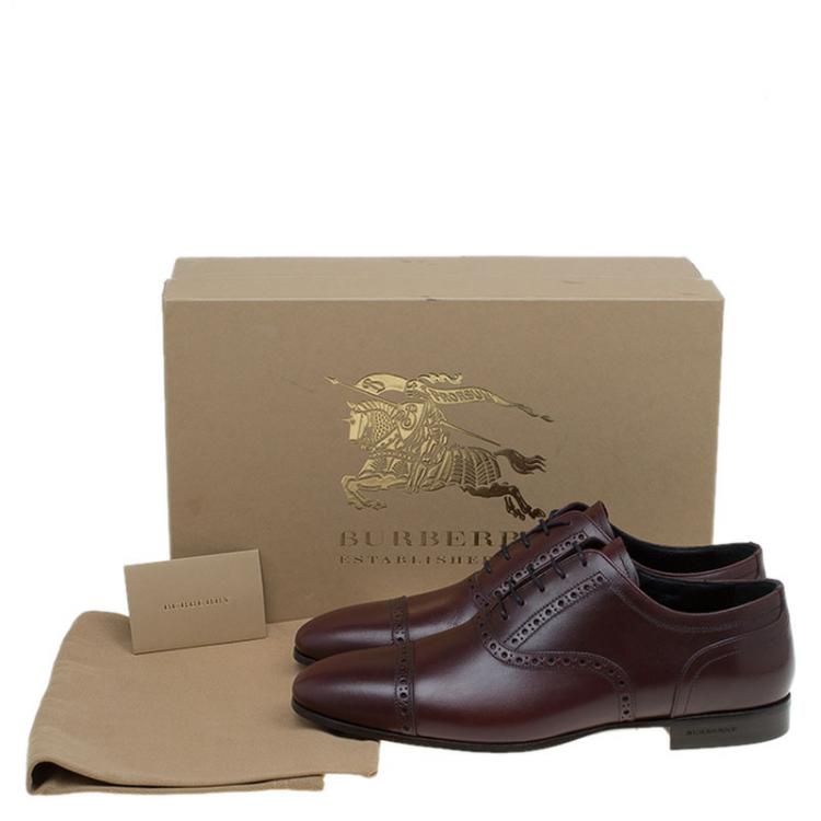 Pre Owned Burberry Brown Brogue Leather Markwell Lace Up Oxfords Size 41