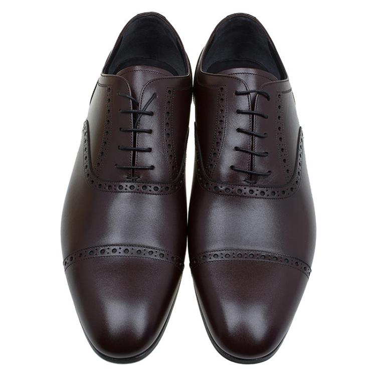 Pre Owned Burberry Brown Brogue Leather Markwell Lace Up Oxfords Size 44