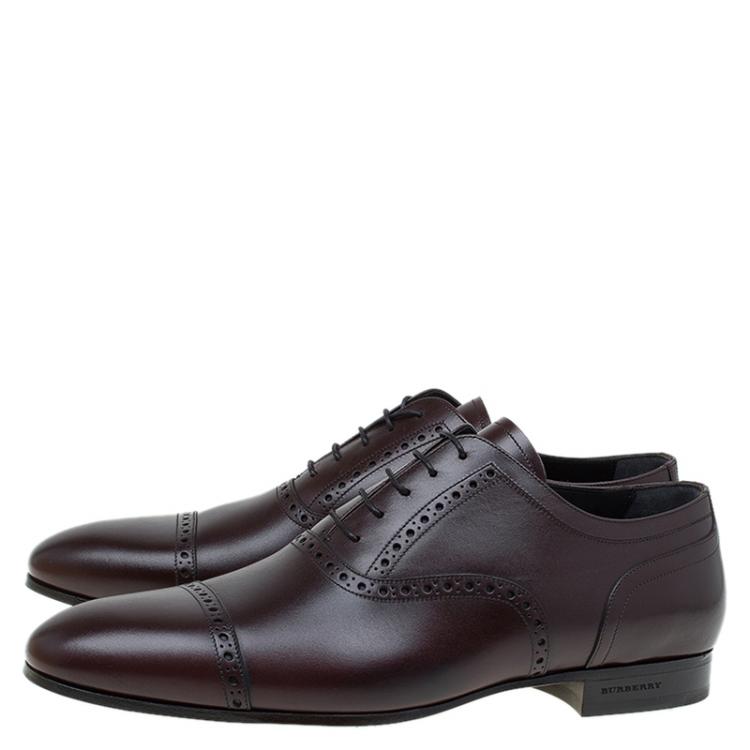 Pre Owned Burberry Brown Brogue Leather Markwell Lace Up Oxfords Size 44