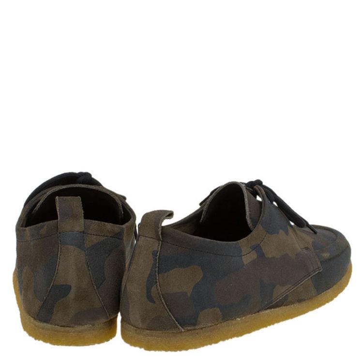 Pre Owned Burberry Olive Camouflage Print Leather Tobias Loafers Size 41