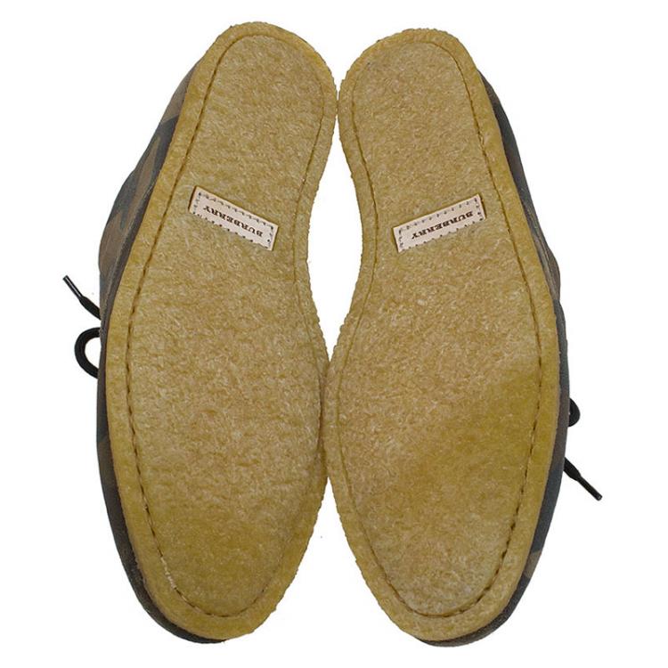 Pre Owned Burberry Olive Camouflage Print Leather Tobias Loafers Size 41