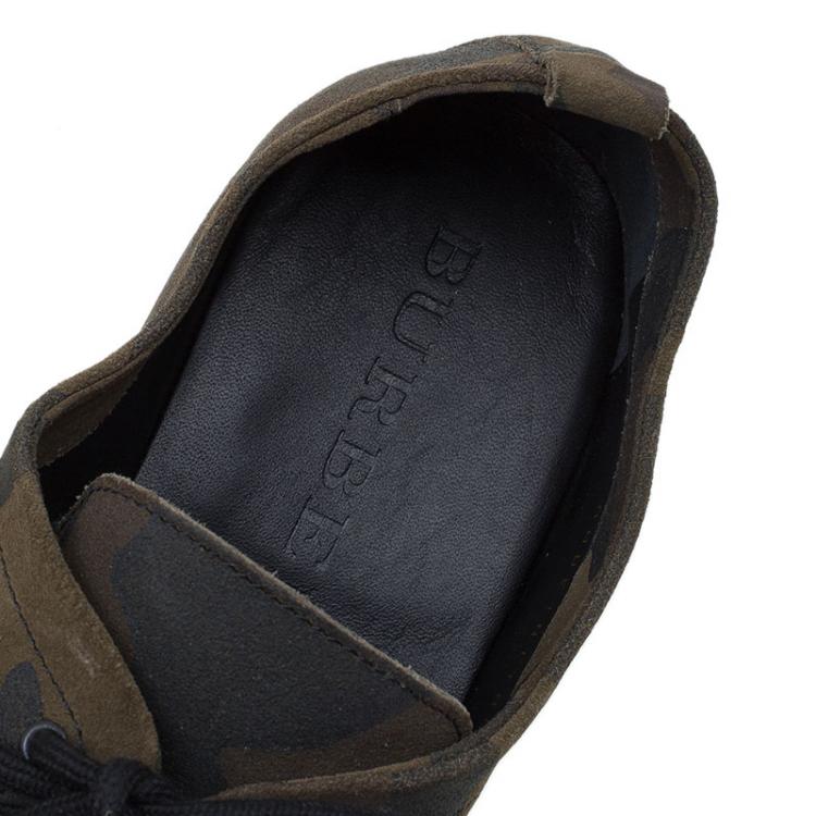 Pre Owned Burberry Olive Camouflage Print Leather Tobias Loafers Size 41