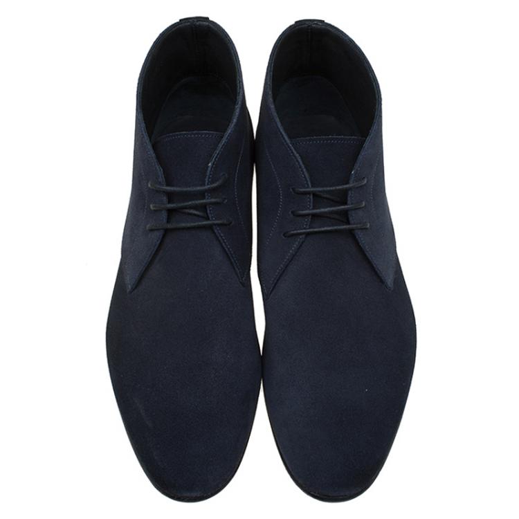 Pre Owned Burberry Navy Blue Suede Bexton Desert Boots Size 40