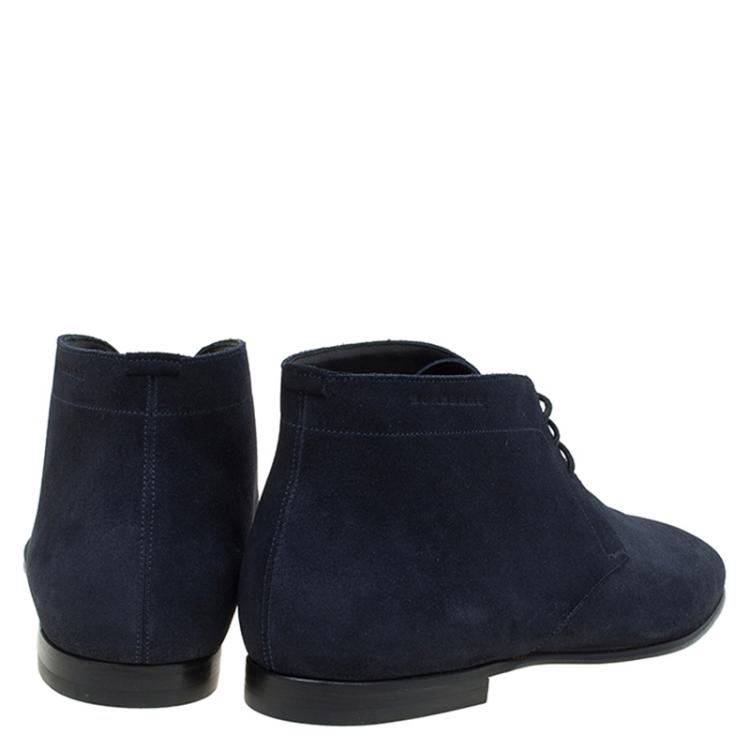 Pre Owned Burberry Navy Blue Suede Bexton Desert Boots Size 40