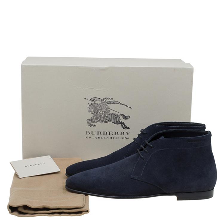 Pre Owned Burberry Navy Blue Suede Bexton Desert Boots Size 40
