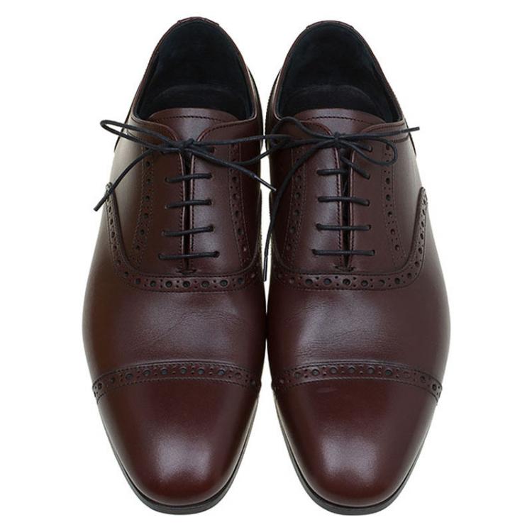 Pre Owned Burberry Brown Brogue Leather Markwell Lace Up Oxfords Size 40