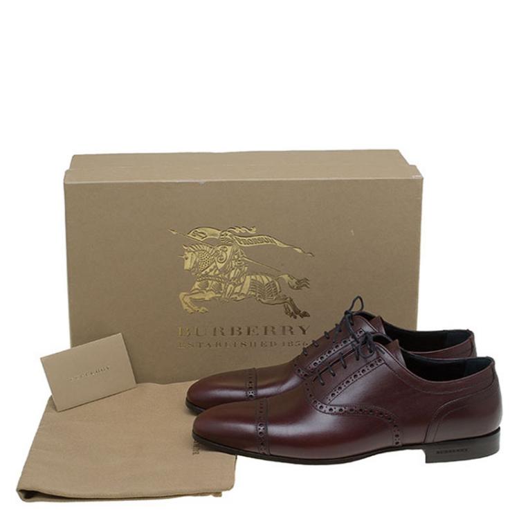 Pre Owned Burberry Brown Brogue Leather Markwell Lace Up Oxfords Size 40