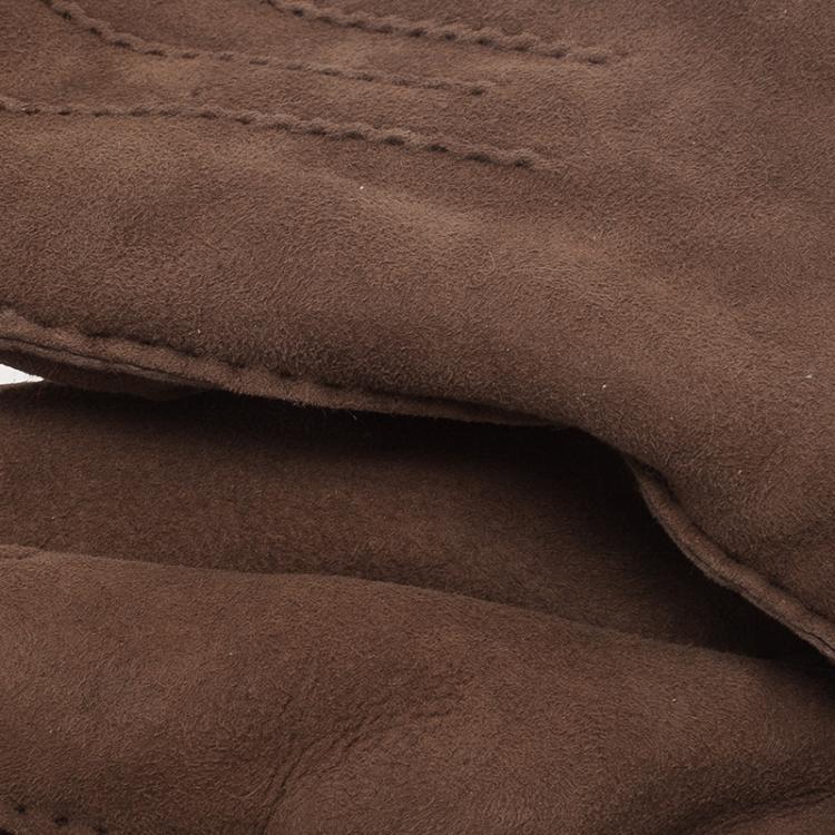 Pre Owned Burberry Brown Shearling Luca Gloves Size 8
