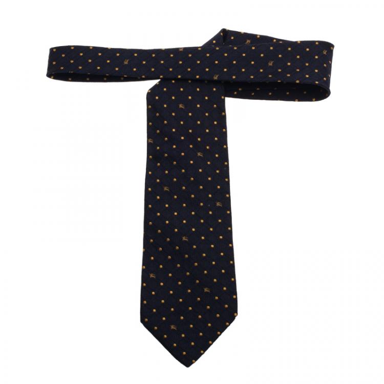 Pre Owned Burberry Blue Polka Dot Silk Tie