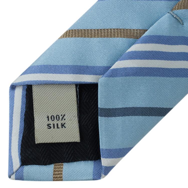 Pre Owned Burberry Blue Silk Striped Tie