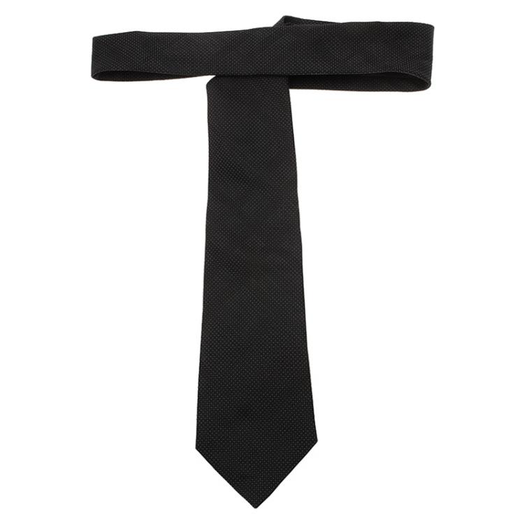 Pre Owned Burberry Grey Novacheck Polka Dot Silk Tie