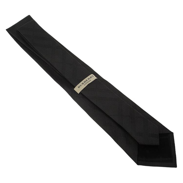 Pre Owned Burberry Grey Novacheck Polka Dot Silk Tie