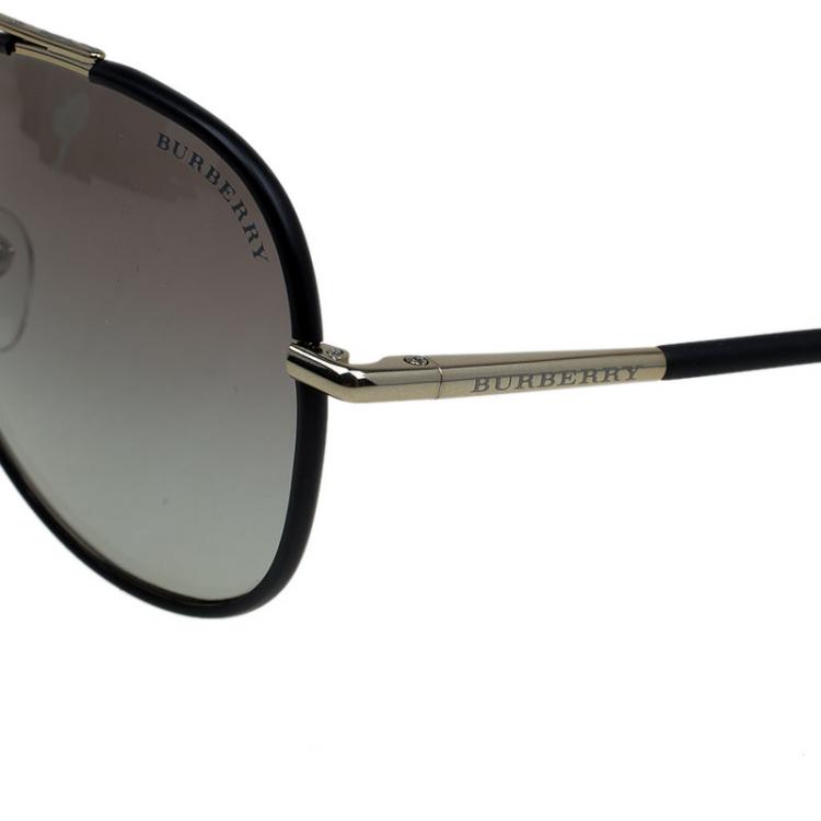 Pre Owned Burberry Matte Black and Gold Aviators