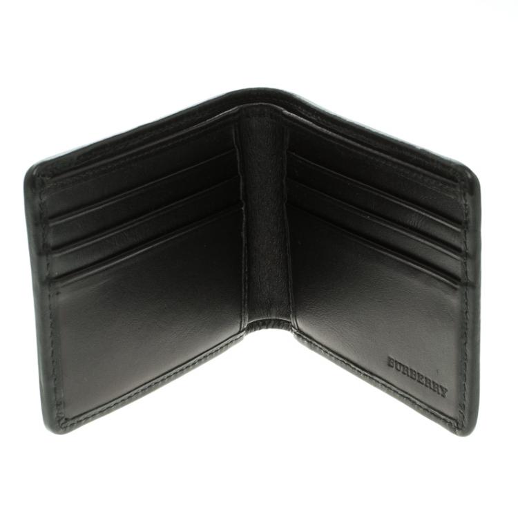 Check And Leather Bifold Wallet