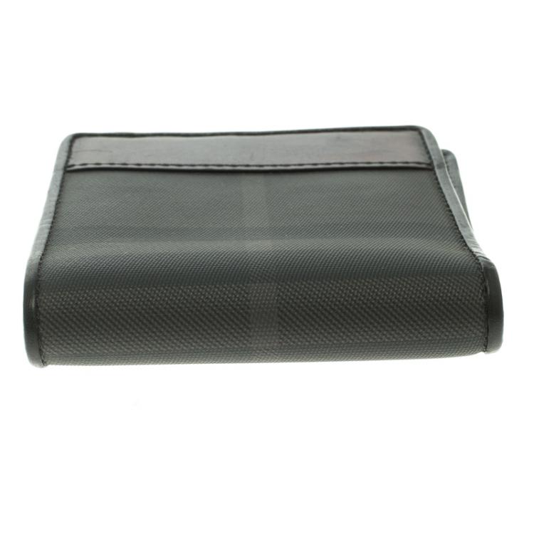 Pre Owned Burberry Dark Grey Smoked Check PVC Bifold Wallet