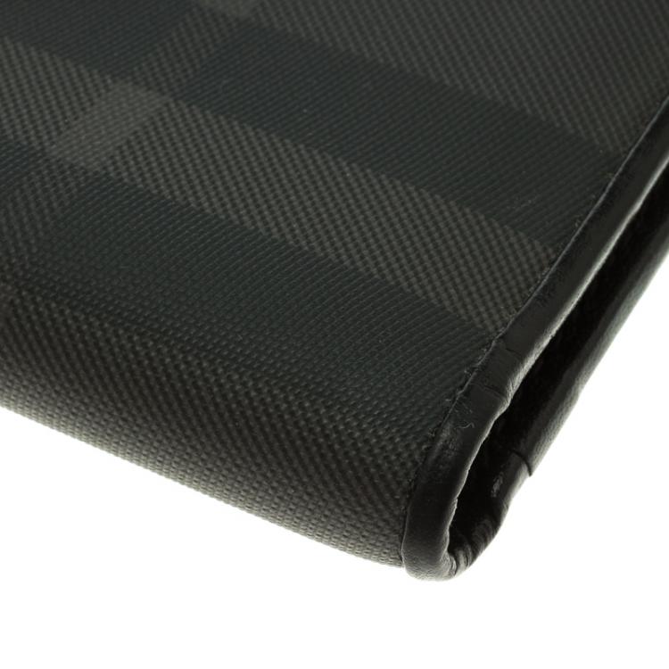 Pre Owned Burberry Dark Grey Smoked Check PVC Bifold Wallet