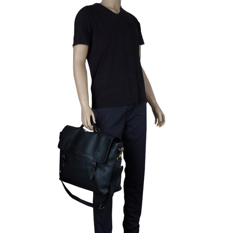 Pre Owned Burberry Black Leather Messenger Bag