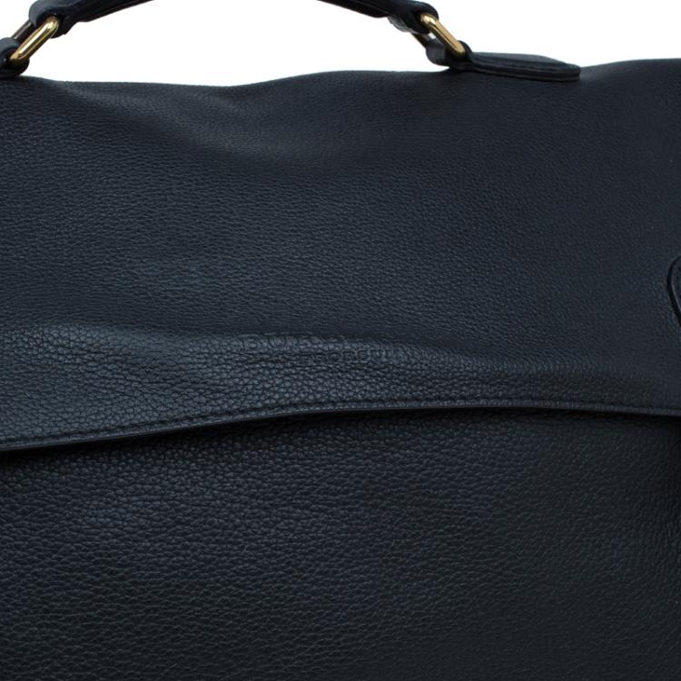 Pre Owned Burberry Black Leather Messenger Bag