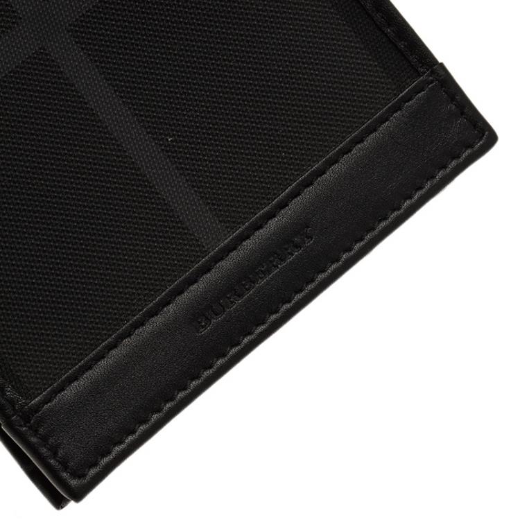 Pre Owned Burberry Black Smoked Check PVC and Leather Bi Fold Wallet