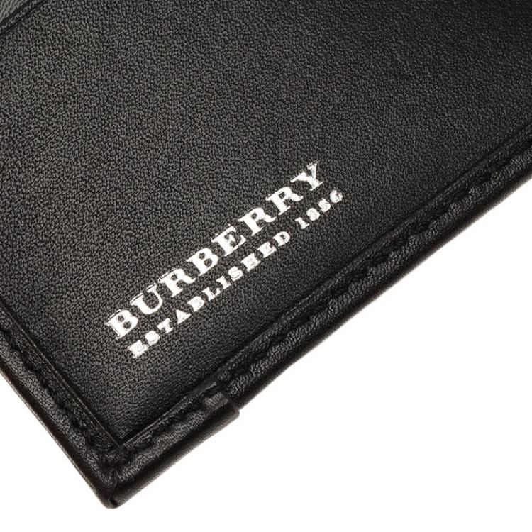 Pre Owned Burberry Black Smoked Check PVC and Leather Bi Fold Wallet