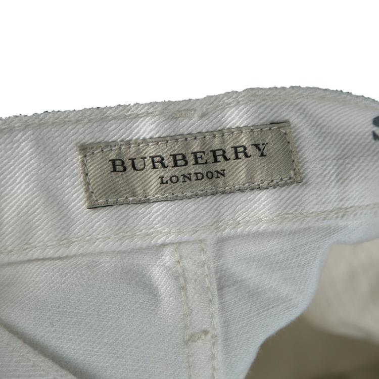 Pre Owned Burberry London White Regular Fit Steadman Jeans L