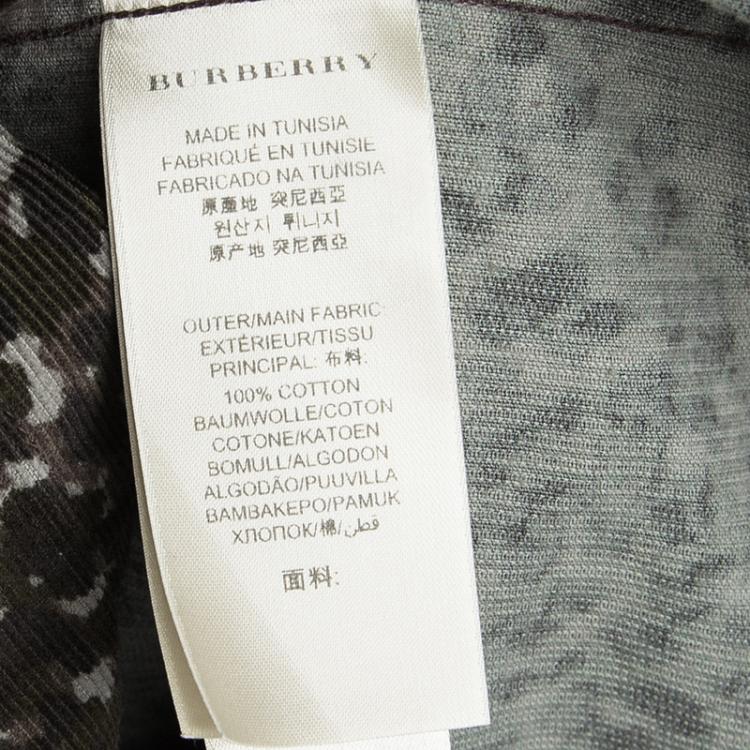 مملوكة مسبقًا Burberry Green Camouflage Print Long Sleeve Button Front Corduroy Shirt L