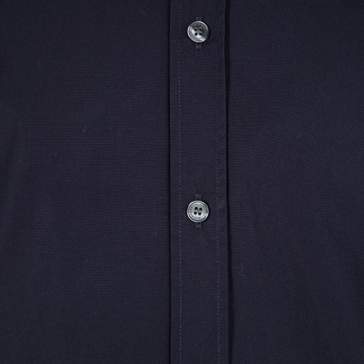 Pre Owned Burberry Brit Navy Blue Cotton Button Front Long Sleeve Shirt L