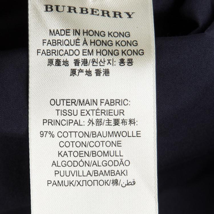 Pre Owned Burberry Brit Navy Blue Cotton Button Front Long Sleeve Shirt L
