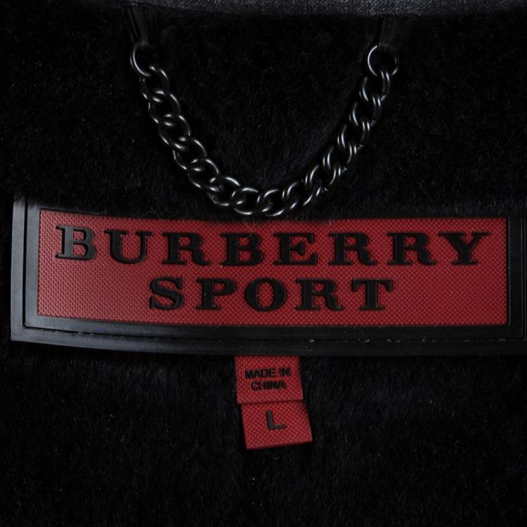 مملوكة مسبقًا Burberry Sport Grey Fur Hood and Lining Detail Double Breasted Coat L