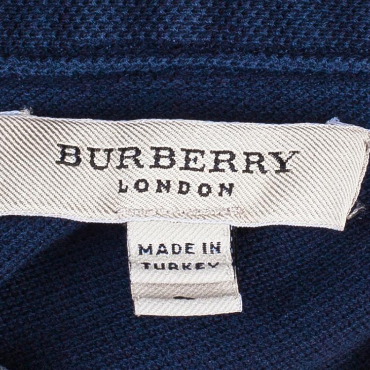 Pre Owned Burberry Men's Navy Blue Polo Shirt L