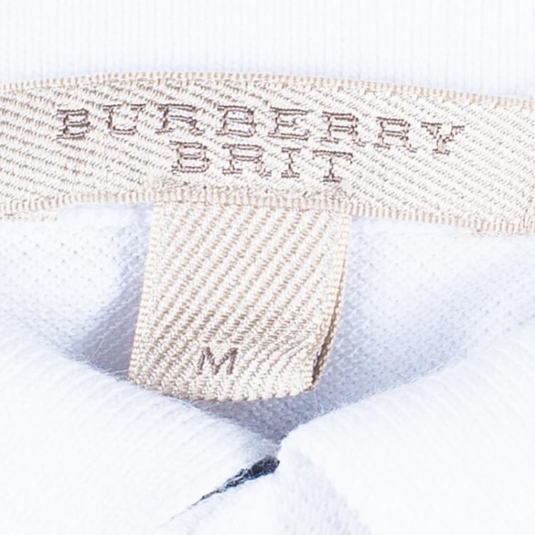 Pre Owned Burberry Men's White Cotton Polo Shirt M