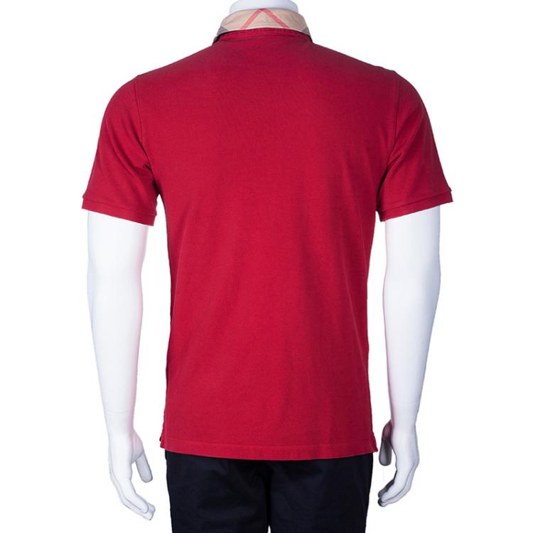Pre Owned Burberry Men's Red Cotton Polo Shirt S