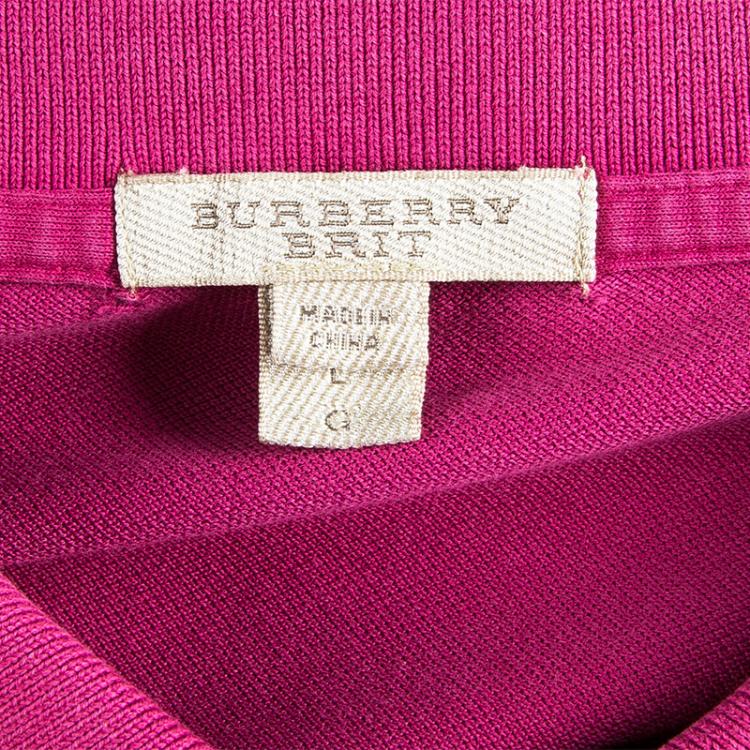 Pre Owned Burberry Brit Men's Pink Polo Shirt L