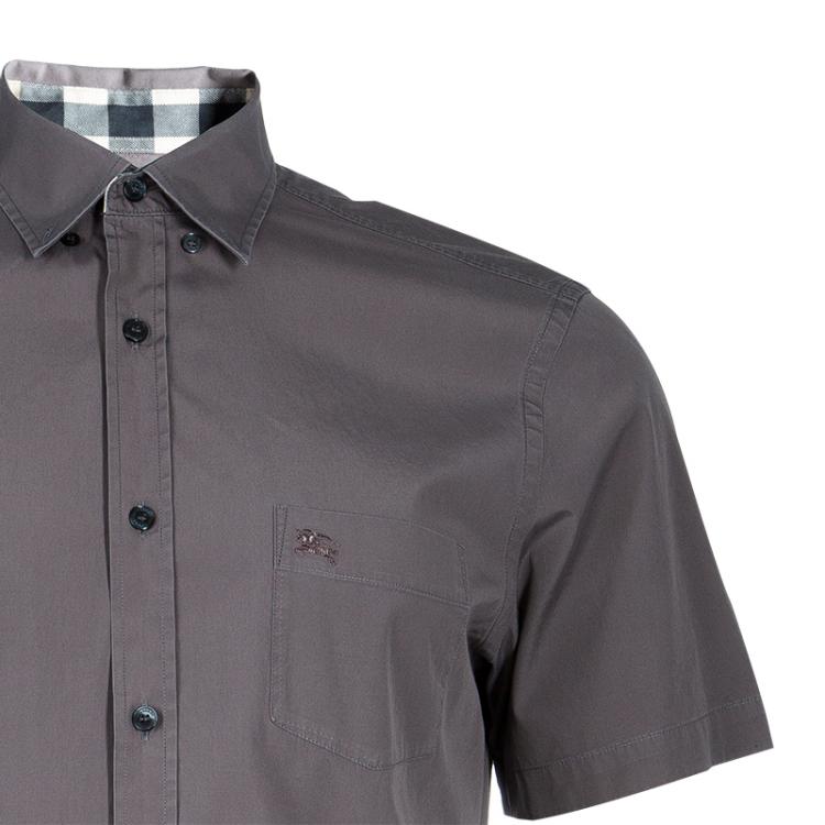 Pre Owned Burberry Brit Men's Grey Short Sleeve Shirt L