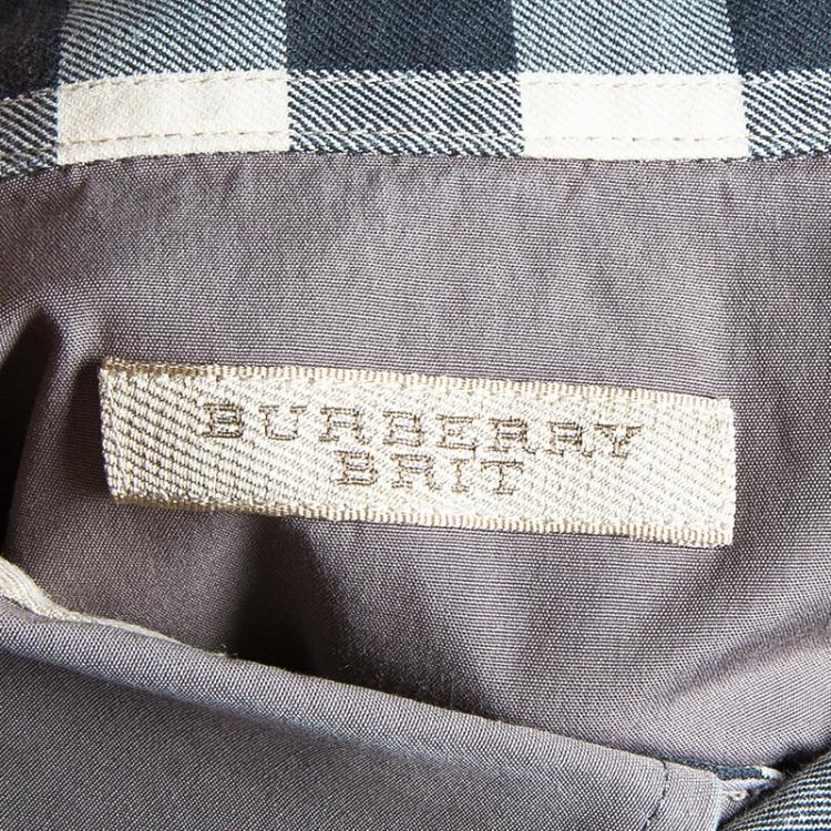 Pre Owned Burberry Brit Men's Grey Short Sleeve Shirt L